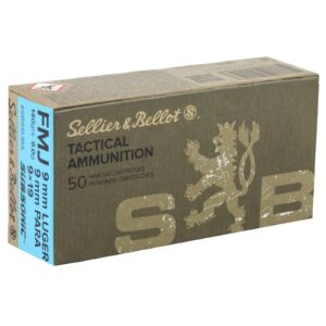Sellier & Bellot 9mm Luger Subsonic 140gr Full Metal Jacket Ammo - 50rd
