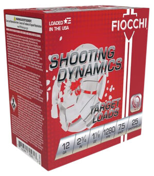FIOCCHI 12 GAUGE 2-3/4 1 1/8 OZ #7.5 SHOT SHOOTING DYNAMICS TARGET LOADS AMMO