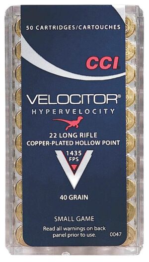 CCI 22 LR 40gr Copper Plated Hollow Point Velocitor Ammo - 50rds