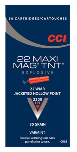 CCI 22 WMR 30 Grain JHP Maxi-Mag TNT Ammo