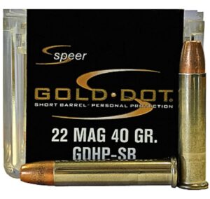 Speer 22 WMR 40 Grain GDHP-SB Gold Dot Short Barrel Personal Protection Rimfire