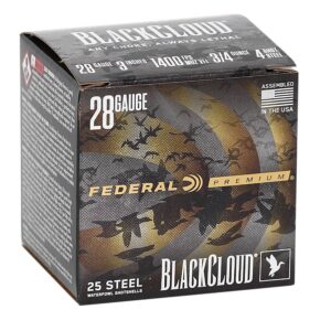 Federal Black Cloud 28 Gauge 3" 3/4oz #4 Steel Shot Ammo - 25rds