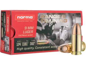 Norma 9mm Range + Training 124gr FMJ Ammo - 50rds