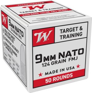 Winchester USA 9mm NATO 124gr Full Metal Jacket Ammo - 50rd