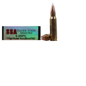 Silver State Armory 6.8mm SPC 110gr Nosler Bonded Tactical Ammo - 20rd
