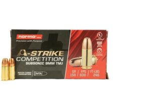 Norma A-Strike Subsonic 9mm Luger 158gr TMJ Ammo - 50rd