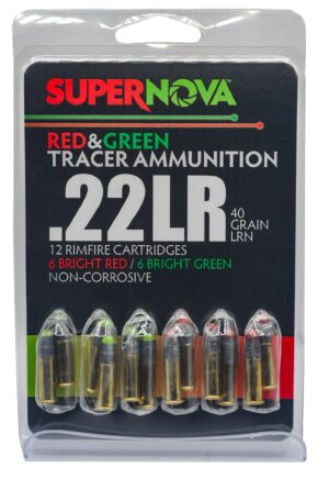 Supernova 22 LR 40gr Green/Red Tracer Lead Round Nose Ammo - 12rd